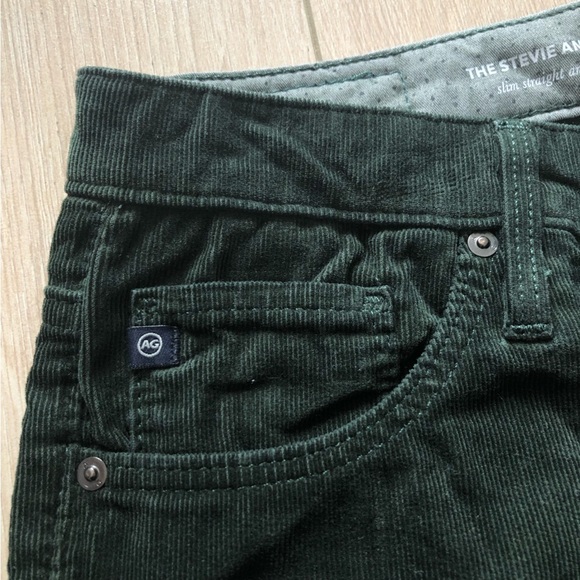 Adriano Goldschmied The Stevie Ankle Corduroy Pants Slim Straight in Dark Green - Picture 8 of 13